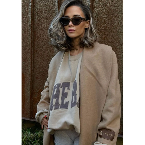 NWT The BAR Varsity Crewneck Chocolate Chip Grey Brown Size XL - Picture 3 of 6